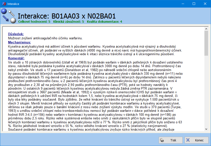 Zobrazení detailu interakce v programu FARMIS2